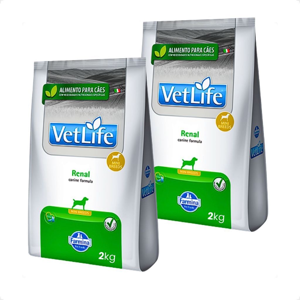 Kit 2 Ração Farmina Vet Life Natural Renal para Cães Mini - 2 Kg em Oferta na Shopee