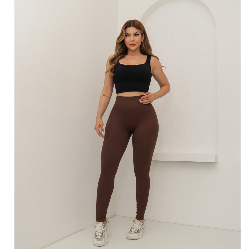 Calça Feminina Legging Esportiva Canelada Poliamida Academia Elástica Fitness 3RD SD1140/1438 em Oferta na Shopee