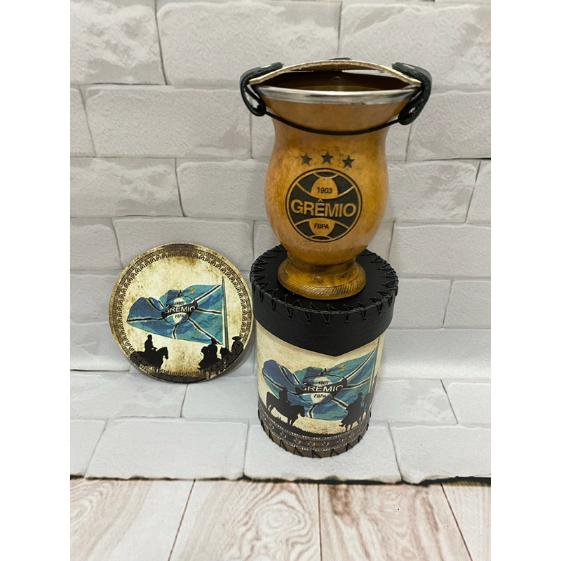 grêmio cuia chimarrão porta erva tapa cuia vira mate