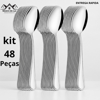 Jogo de Talheres 48 Peças Colher de Sopa em Aço Inox Jogo de Talher Colheres de Mesa em Oferta na Shopee