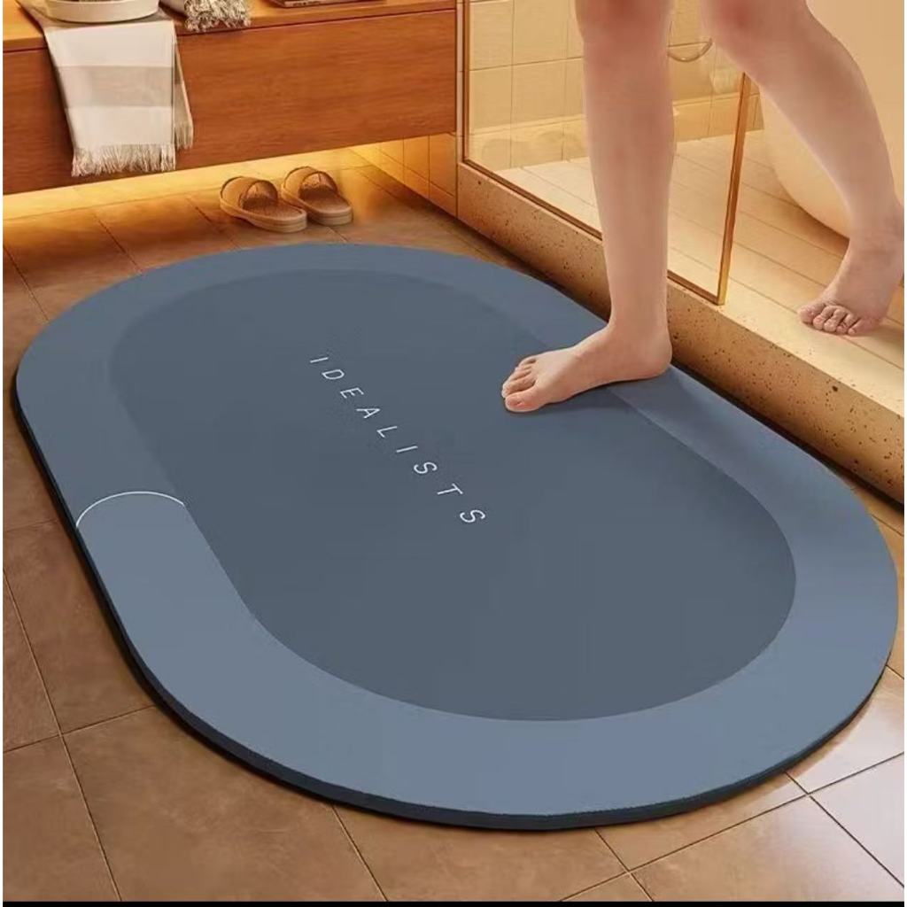 2pç Tapete de Banheiro Emborrachado Secagem Rápida Capacho Antiderrapante Absorvente