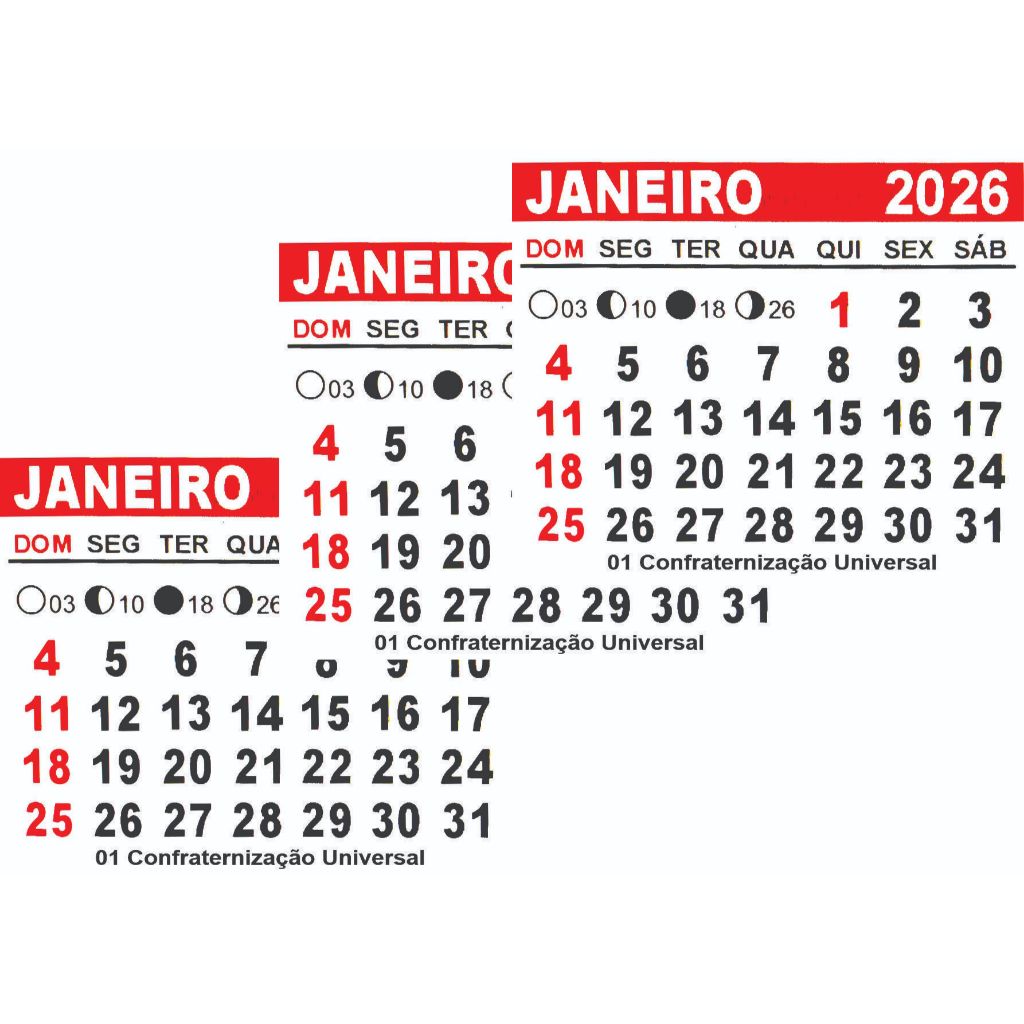 Mini Calendário 2026 com 75 un. Bloquinho para Ímã de Geladeira, Lembrancinha