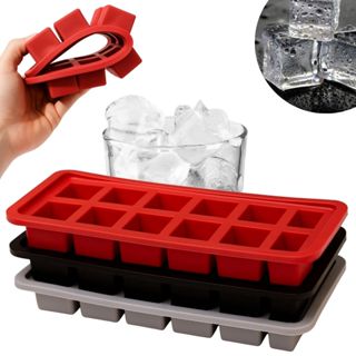 Kit 1 / 2 / 3 Forma de Gelo Quadrado Silicone com 12 Cavidades Grande Bebida Gelada Fácil de Soltar em Oferta na Shopee