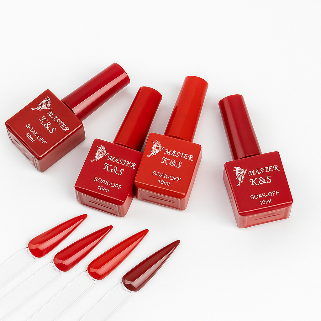 Kit Com 4/3/2 Esmaltes em Gel Tons Vermelhos K&S - 10ml | Alongamento Unhas Nails em Oferta na Shopee