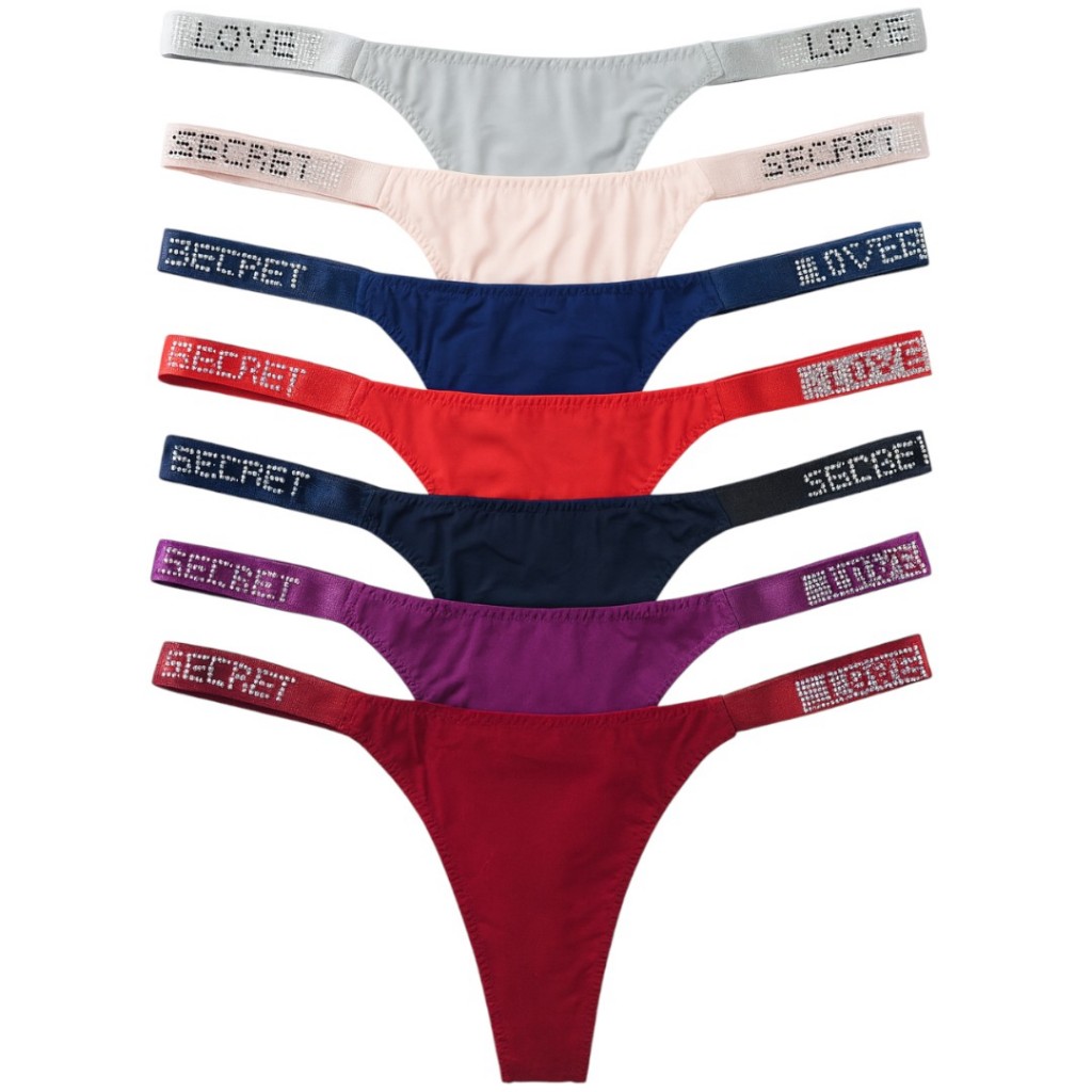 Kit Calcinhas Love Fio Lisa Cores Variadas com Strass em Oferta na Shopee