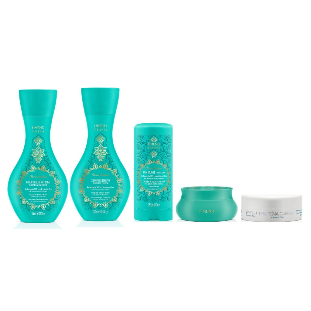 Amend Kit Millenar Óleos Árabes Sh. e Cond. 300ml + Másc. 300g + Balm 180g + Proteína Capilar 100g