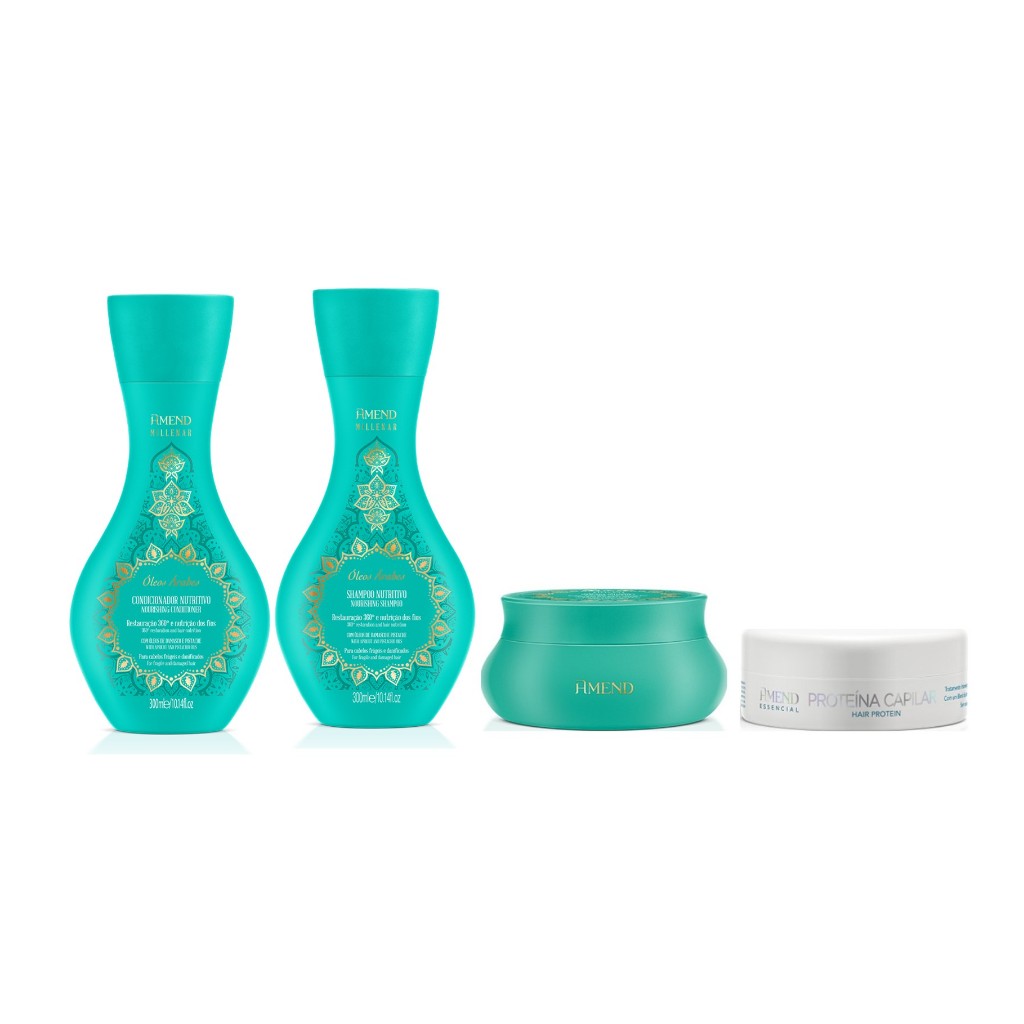 Amend Kit Millenar Óleos Árabes Shampoo e Condicionador 300ml + Máscara 300g + Proteína Capilar 100g