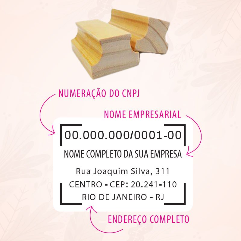 Carimbo CNPJ Padronizado Carimbo para Empresa com Informações do CNPJ Madeira ou Automático
