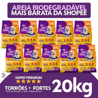 Kit 10 Areia Biodegradável Gatos Bio Gold Grossa MyPetOne 20kg em Oferta na Shopee