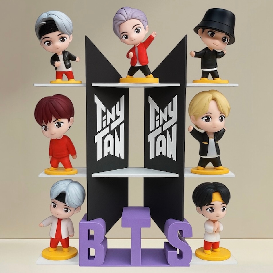 Prateleira BTS TINY TAN para Bonecos Estante K-pop Expositor Army Fãs Suporte impressão 3D Design moderno Expositor