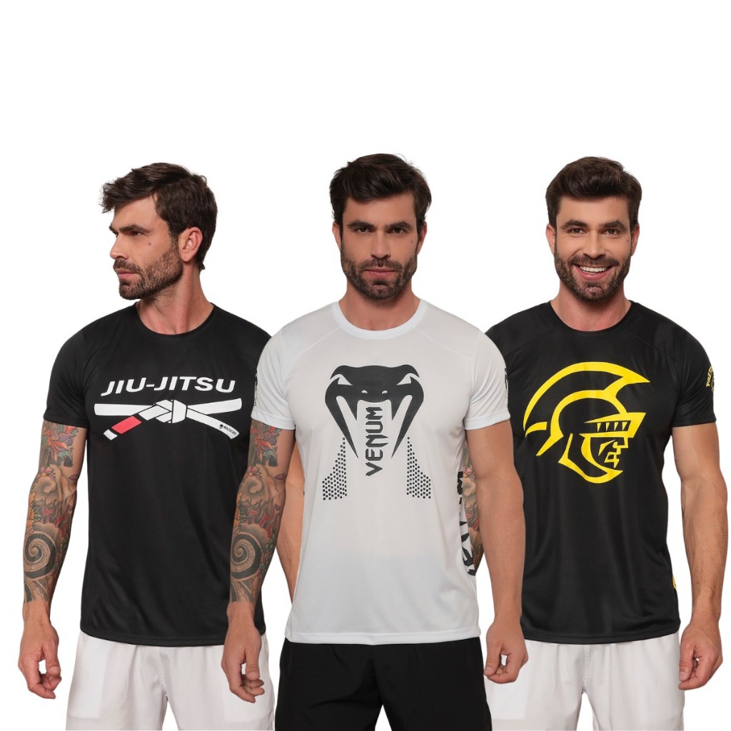 KIT 03 CAMISETAS MASCULINA ACADEMIA FIT MALHA ESPORTIVA CAMISA MASCULINO DRY FIT MUSCULAÇÃO