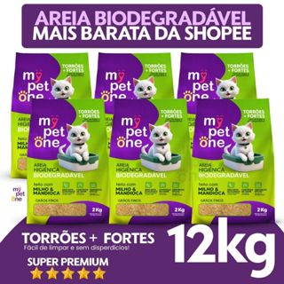 Kit 6 Areia Biodegradável Gatos Bio Gold Fina MyPetOne - 12Kg em Oferta na Shopee