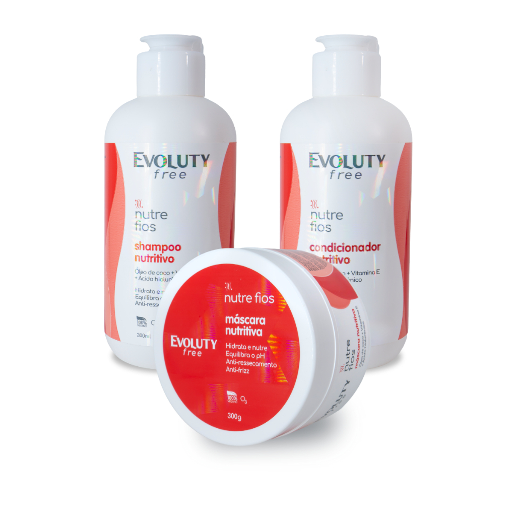 Kit Nutre Fios Evoluty Free Nutrição Brilho Intenso Hidratação Cabelo Tratamento Capilar