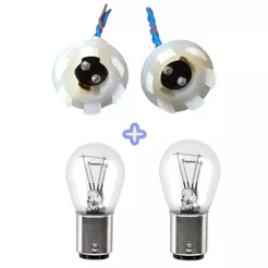 Kit Dois Soquetes Margarida Universal 2 Polos + Duas Lâmpadas 2 Polos 12v