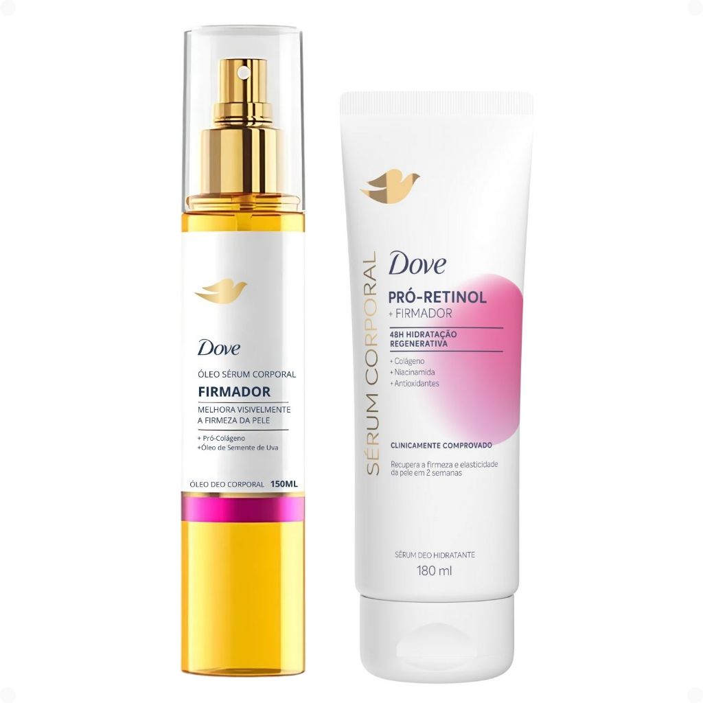 Kit Dove Firmador Colágeno: Óleo Sérum Deo Corporal 150ml e Sérum Deo Hidratante 180ml
