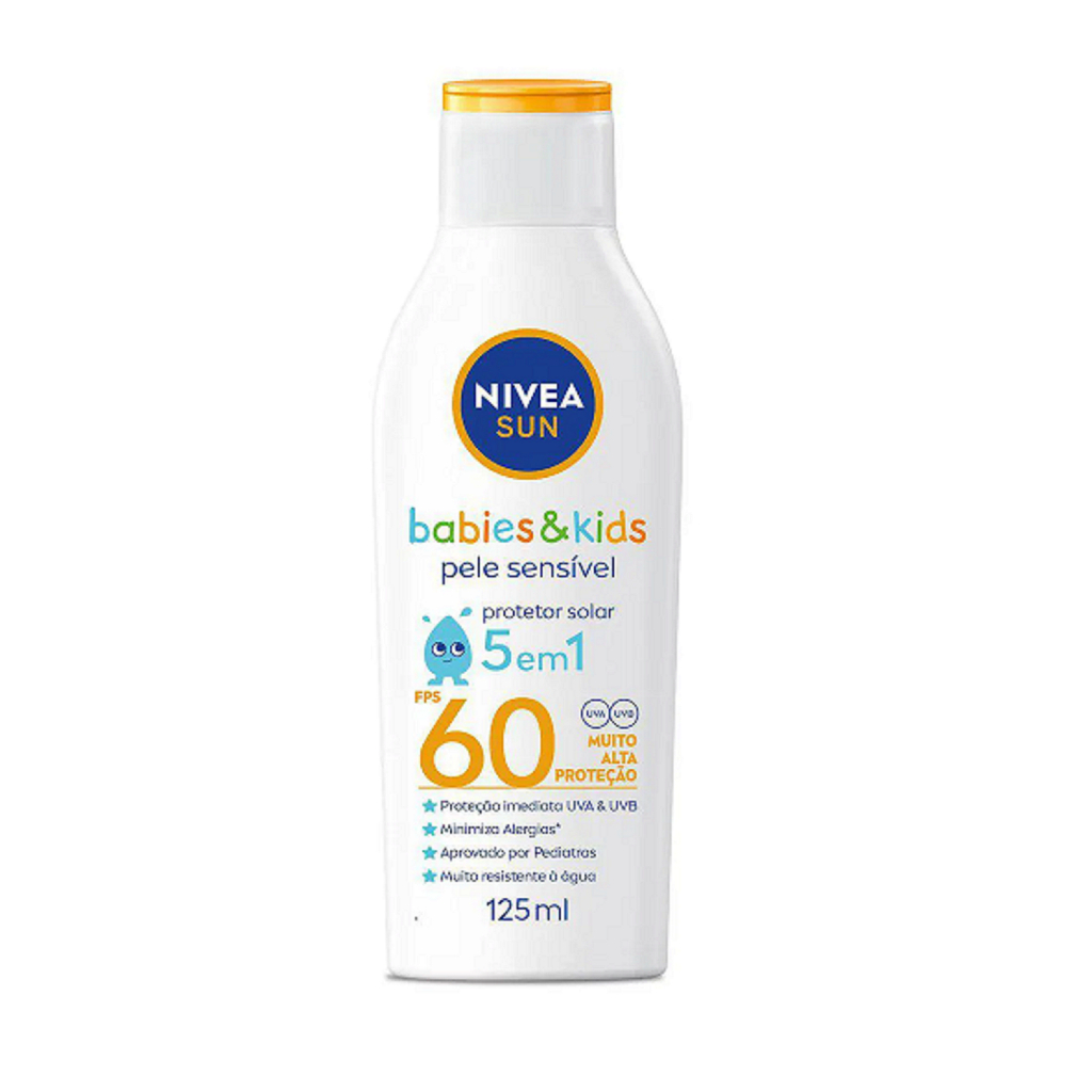 Protetor Solar Nivea Sun Babies & Kids FPS 60 100ml Sem Perfume e Resistente a agua