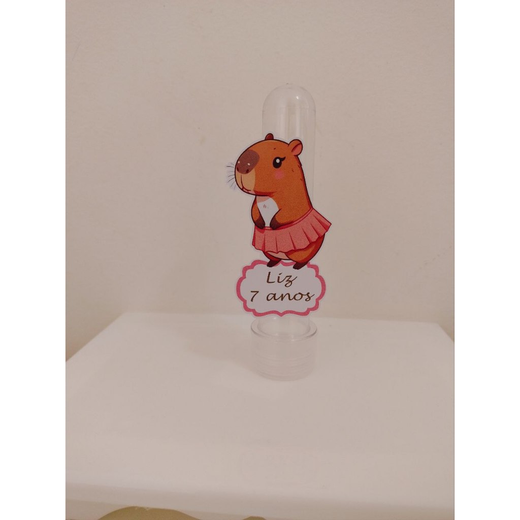 APLIQUE CAPIVARA BAILARINA PERSONALIZADO PARA TUBETE DE 13CM - LEMBRANCINHA ( NÃO ACOMPANHA TUBETE)