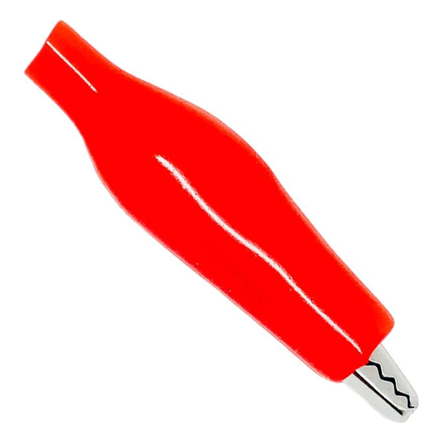 Garra Jacaré Médio 44mm Isolada vermelha – Kit 10 Unidades (Jacarezinho Terminal Clip)