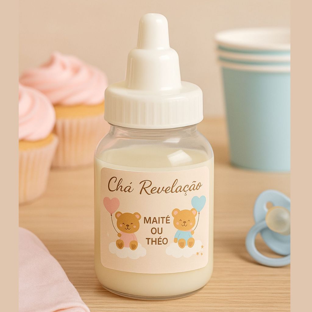 100 Adesivos Personalizados Para Mini Mamadeirinha - Lembrancinha Chá Revelação ou Chá de Bebê em Oferta na Shopee