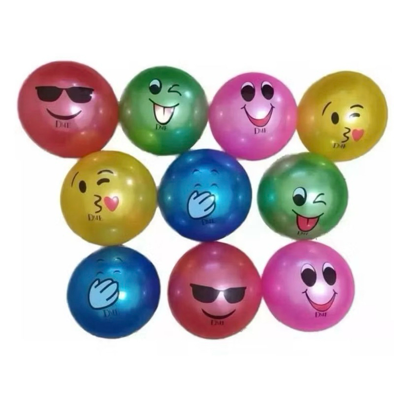 Kit com 6 Bolas Colorida Vinil Carinhas Emojis