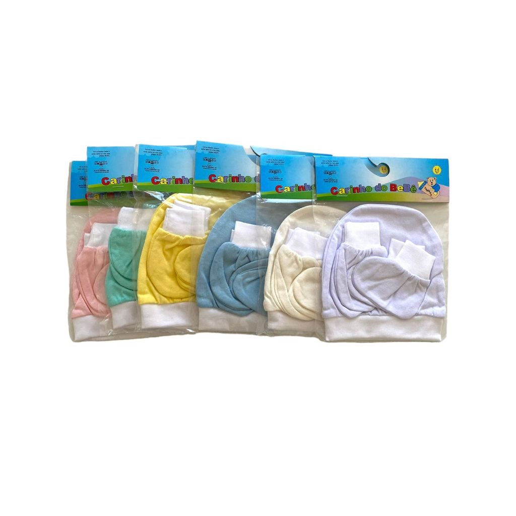 kit touca 9 pçs 3-touca 3-luva e 3-sapato para Rn