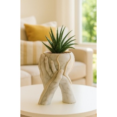Vaso Branco Plástico/Resina 14cm para Decoração – Vaso Decorativo para Interior
