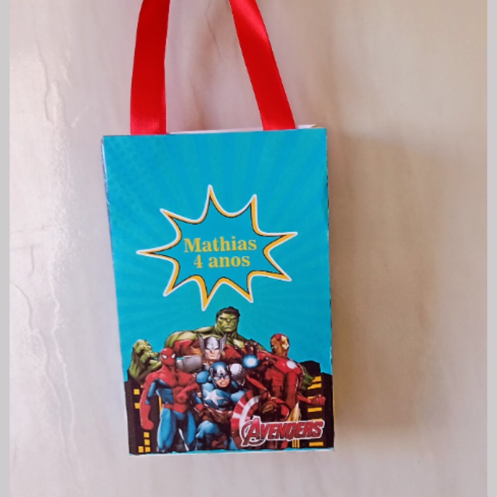 Kit 10/20/30/40 Sacolinhas Vingadores Personalizadas Festa Aniversário Lembrancinha