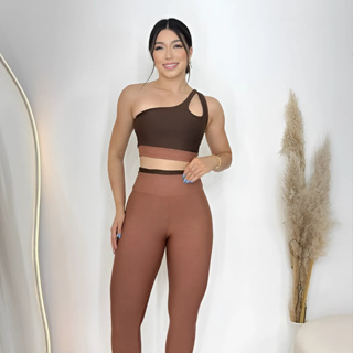 Conjunto Calça Legging e Top Moda Fitness Roupa de Academia Feminino Malhar Bojo Crossfit Treino em Oferta na Shopee