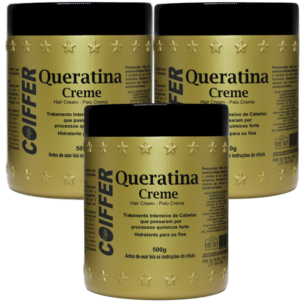 Kit 3x Queratina Creme Coiffer 500g Original Mascara De Hidratação