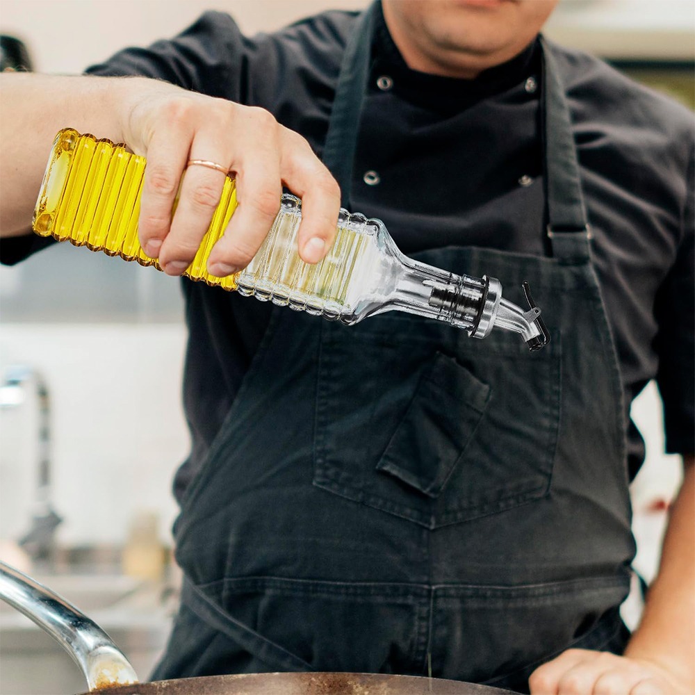 Galheteiro de Vidro Bico Dosador Aço Inox 500ml Para Azeite, Óleo, Vinagre e Temperos em Oferta na Shopee