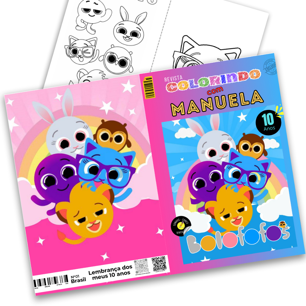 Revistinha Livro Para Colorir Personalizado BOLOFOFOS. Lembrancinha de aniversário.Tamanho A5 15x21cm