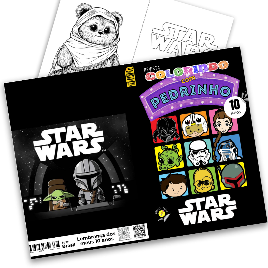 10 - 40 Revistinha Livro Para Colorir Personalizado STAR WARS. Lembrancinha de aniversário. Tamanho A5 15x21cm