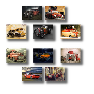 Kit 10 Placas Decorativas Carros Antigos Retrô em Oferta na Shopee