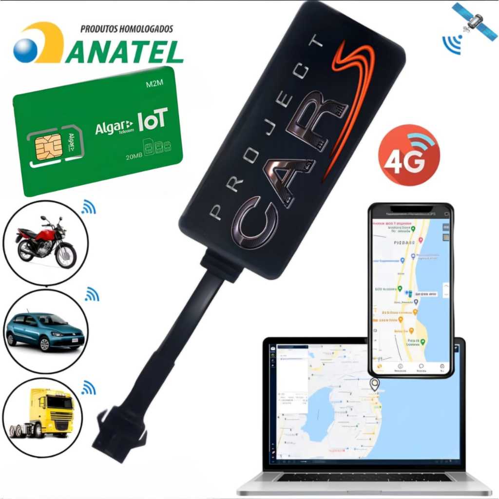 Rastreador Veicular Gps 4g + Chip M2m + Plataforma E App em Oferta na Shopee