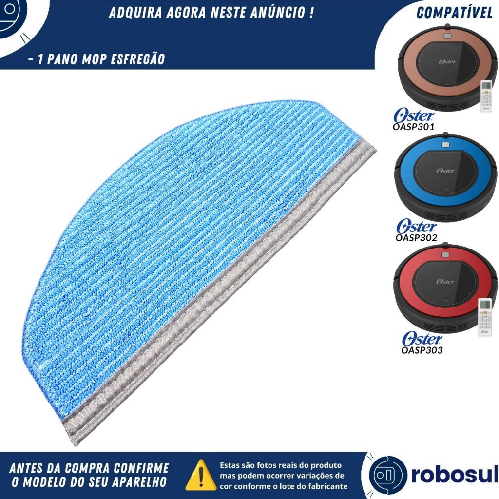 Pano Mop Esfregão Flanela Para Robo Aspirador Oster OASP301 OASP302 OASP303