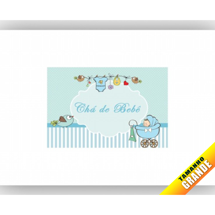 Chá de Bebê Azul Papel de Arroz para Bolo Grande 30x40cm de 7 a 10kg