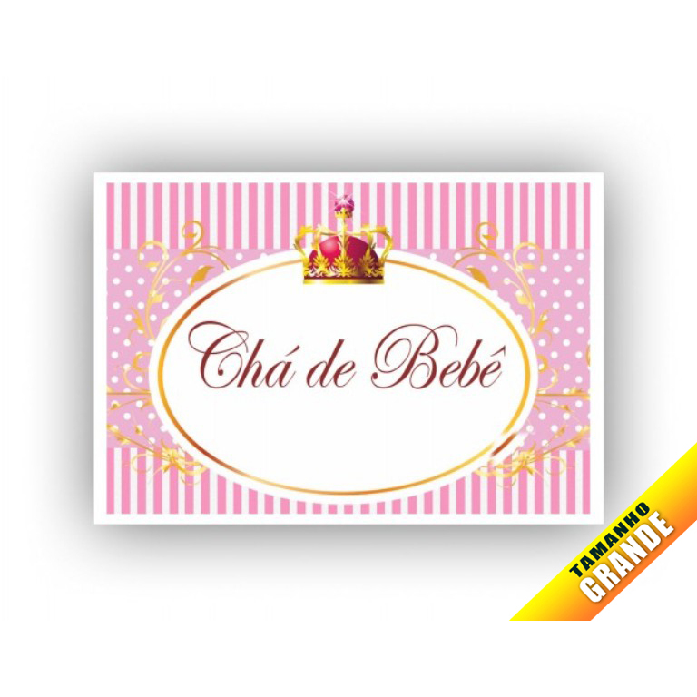 Chá de Bebê Coroa Rosa Papel de Arroz 30x40cm de 7 a 10kg
