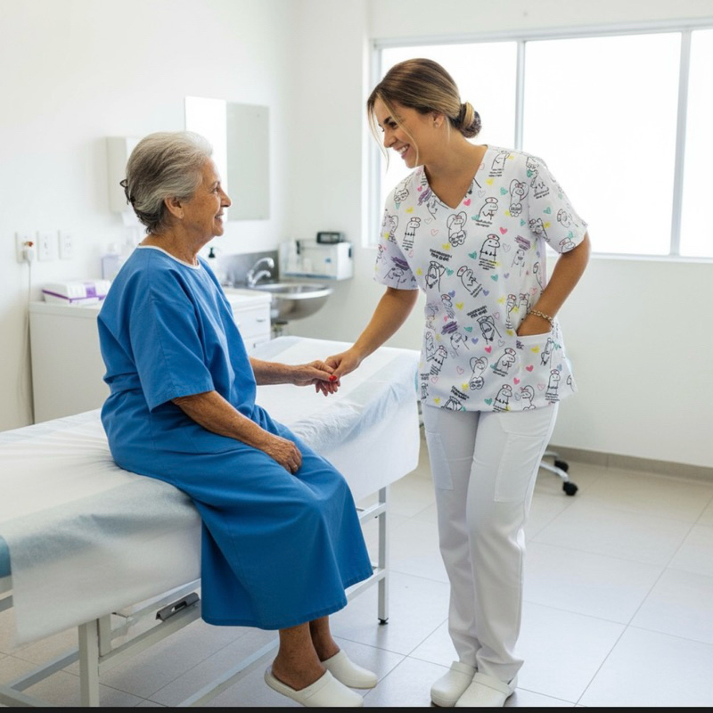 Blusa feminina Estampada  Flork Bata Camisa Scrub Pijama privativo Hospitalar Cirúrgico enfermagem