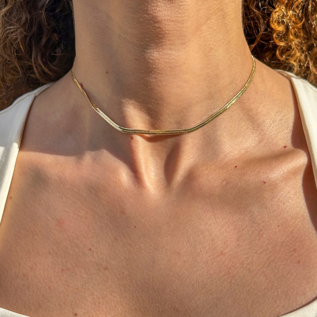 Colar Choker Laminada Folheada Ouro 18k