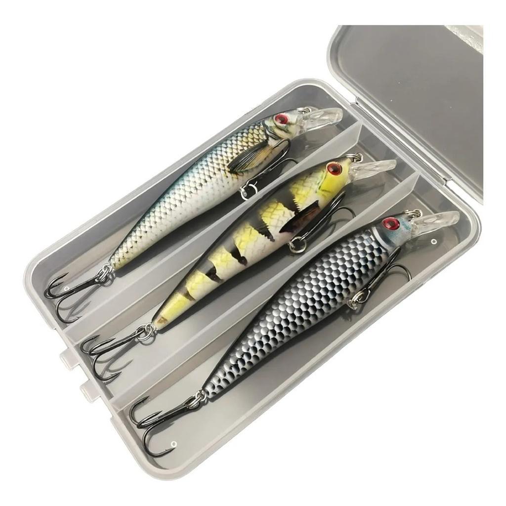 Isca Artificial Meia Água Minnow HF-11 / Estojo com 3 Unidades / Pesca Esportiva - Tucunaré