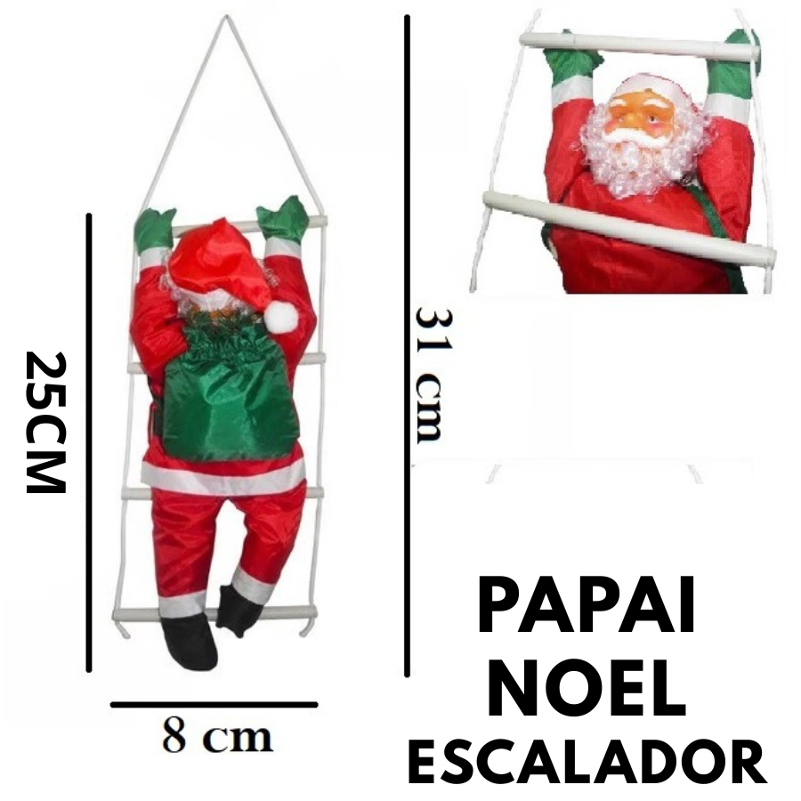Papai Noel Subindo Escada 31x25x8 Grande Enfeite Natalino Decoração De Natal  Top Útil
