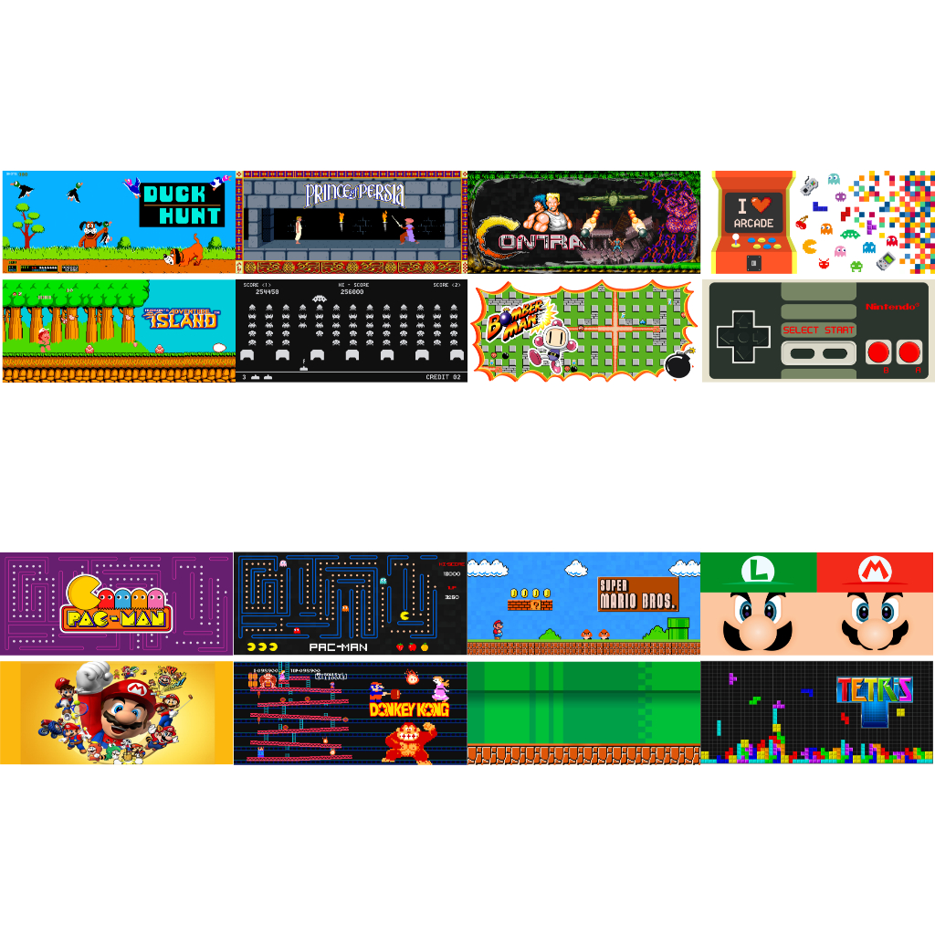 32 Estampas Impressas Prontas Vídeo Game Jogos Pac Man Super Mario Nitendo Sublimação