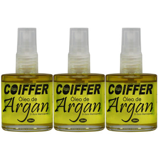 Kit 3x Óleo de Argan Para Cabelo Coiffer 30ml Brilho, Umectação, Reparador de Pontas
