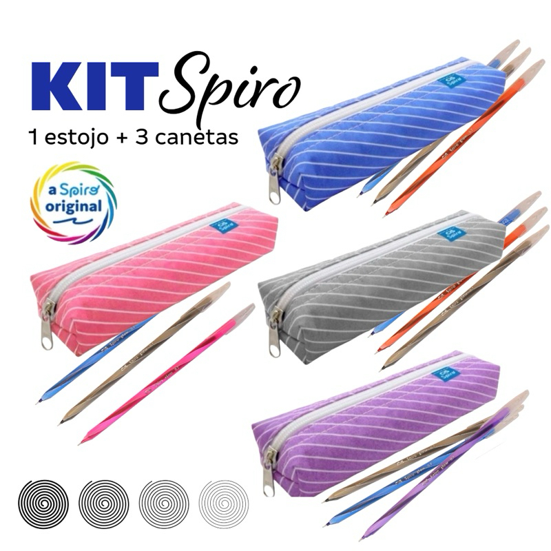 KIT Caneta CIS Spiro + Estojo Cis Spiro, estojo + 3 canetas esferográficas