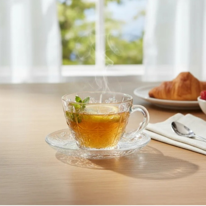 Jogo de 6 Xícaras + Pires de Vidro 200/220ML em Oferta na Shopee