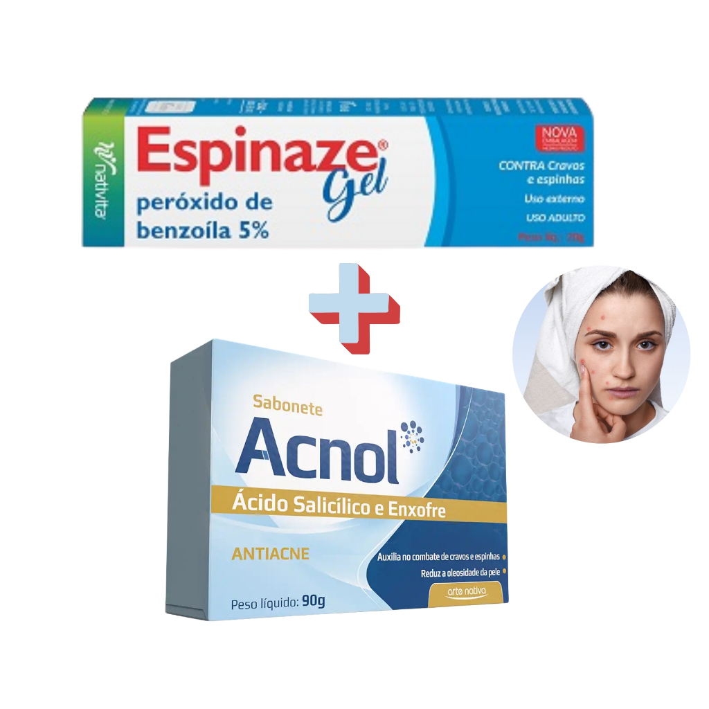 Kit Gel Secativo Espinaze Contra Cravos e Espinhas + Sabonete Antiacne Acnol