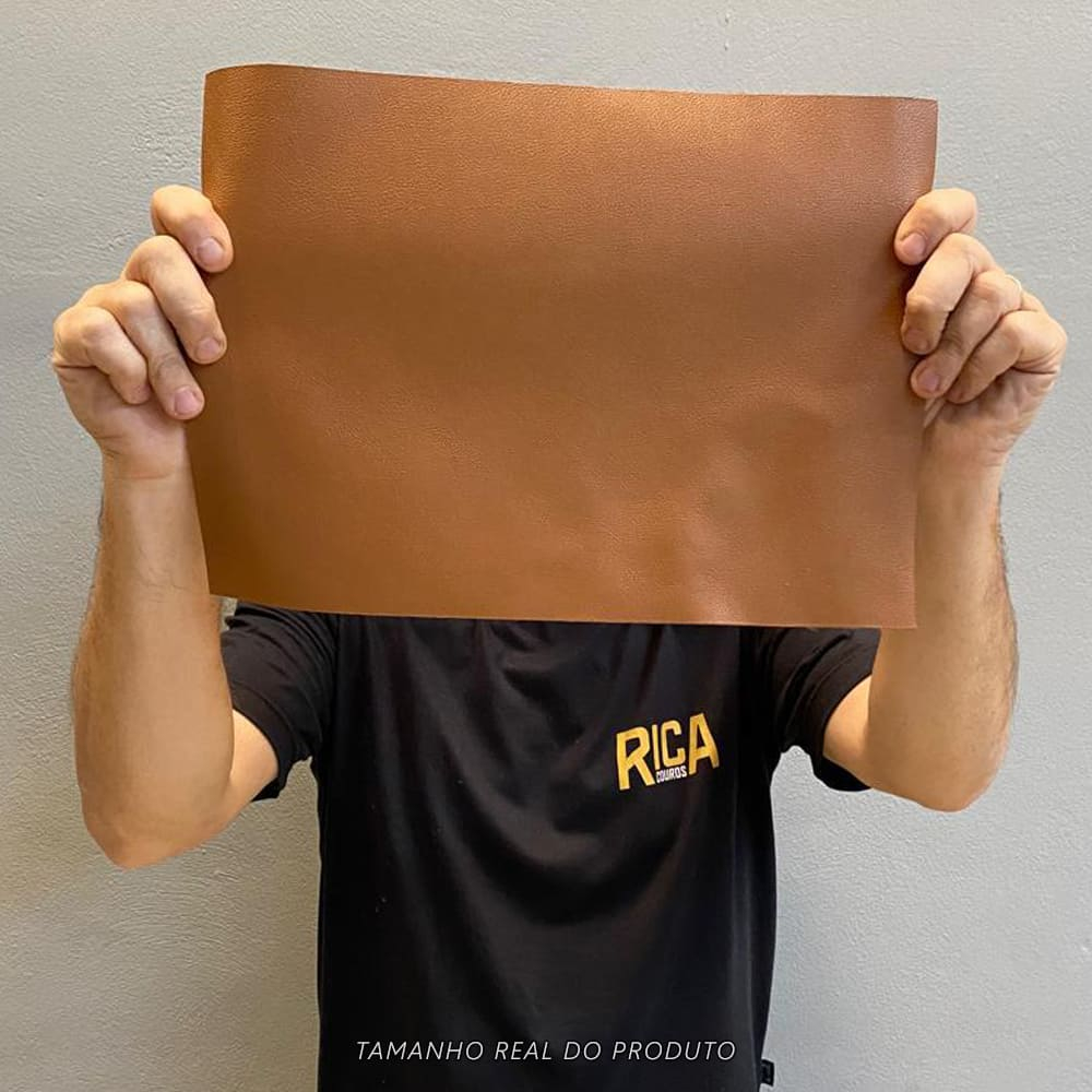 Painel de Couro Legítimo Tipo Fly 25x35cm – Retalho Natural e Macia 10/12 linhas - Cor: Camel