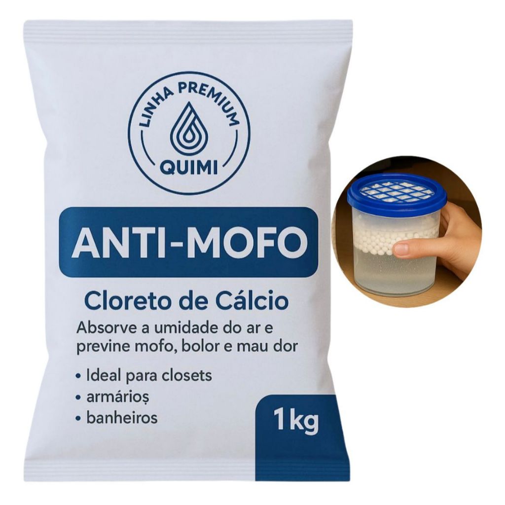 Cloreto de Cálcio Puro 1kg – Anti Mofo em Bolinhas | Desumidificador para Guarda-Roupas e Armários em Oferta na Shopee