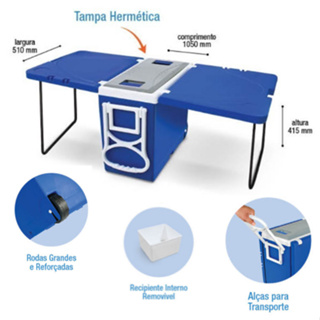 Cooler Caixa Térmica 32L Multifuncional 3 em 1 ou 5 em 1 com rodinhas Arqplast em Oferta na Shopee
