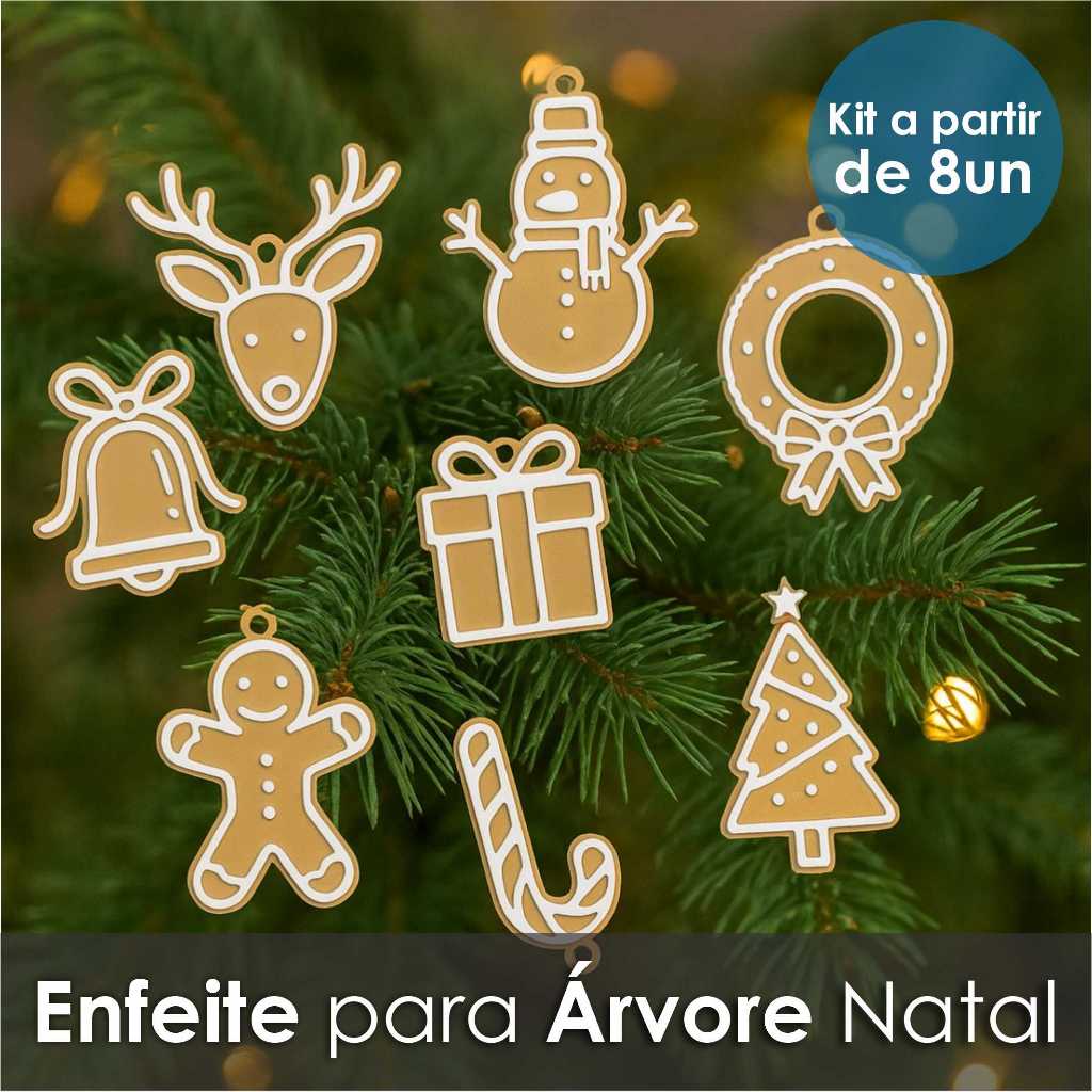 Enfeite Biscoito Natalino Árvore de Natal - Kit 8 a 32un - Decoração Natal Impressão 3D